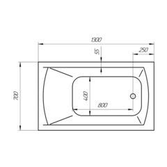 Ванна акриловая Ollie 130х70 см без ножек (01ол1370) - фото 2