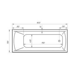 Ванна акриловая Ollie 165х70 см без ножек (01ол16570) - фото 2