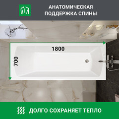 Ванна акриловая Ollie 180х70 см без ножек (01ол1870) - фото 13