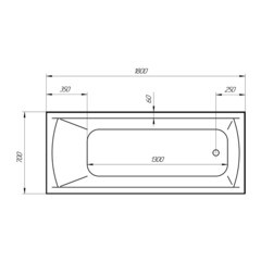 Ванна акриловая Ollie 180х70 см без ножек (01ол1870) - фото 2