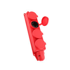 Изображение товара Розетка штепсельная Düwi четверная с заземлением IP44 настенная красная