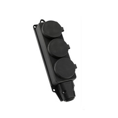 Изображение товара Розетка штепсельная Düwi тройная с заземлением IP44 настенная черная