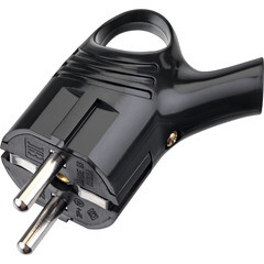 Вилка угловая с заземлением 16 А 230 В Düwi с кольцом черная (30468 5)