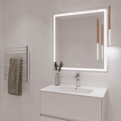 Зеркало с подсветкой квадратное 80х80 см в раме белой с сенсорным включением Lavelly Cube (00316671) - фото 3