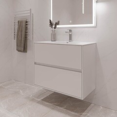 Тумба под раковину Lavelly Cube 80 см подвесная белый глянец (00316626) - фото 5