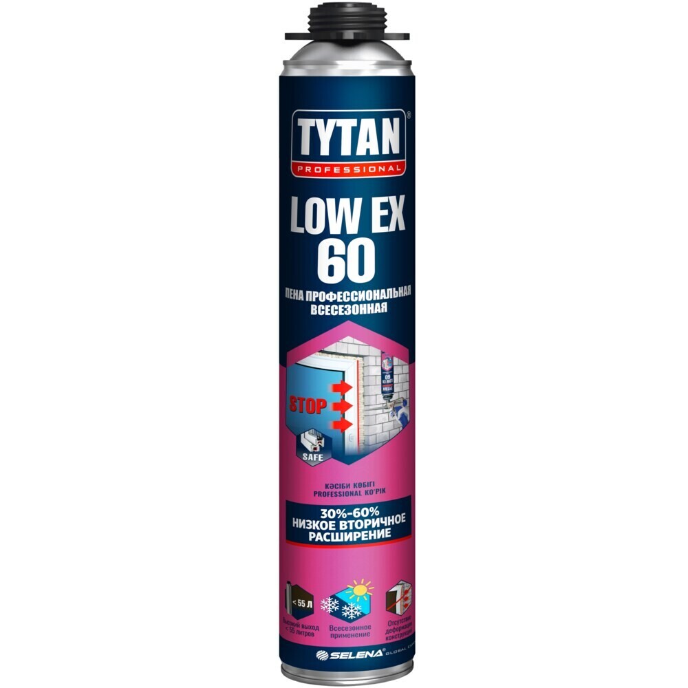 

Пена монтажная профессиональная Tytan Professional LowEx 60 всесезонная 750 мл