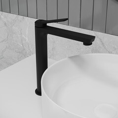 Смеситель для раковины высокий Iddis Parker однорычажный черный (PARBL01i01) - фото 4