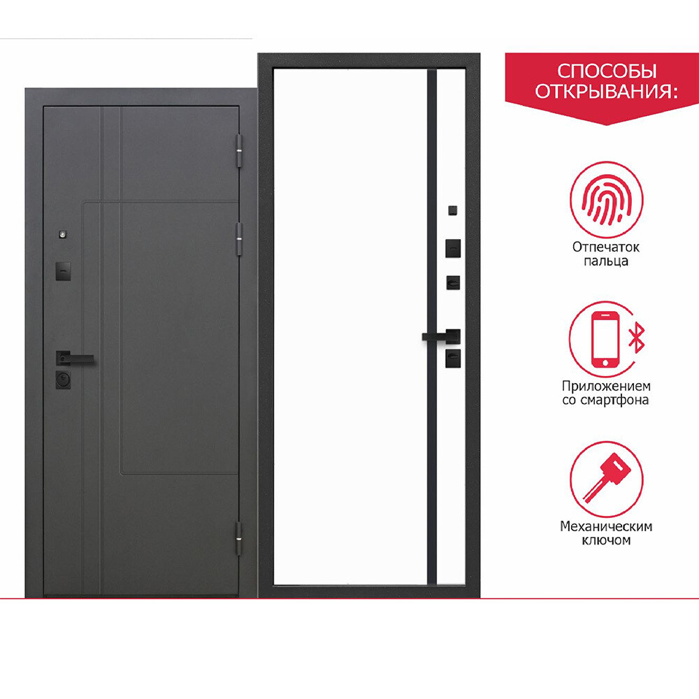 Изображение товара Дверь входная Ferroni Smart 4 правая, электронный замок, муар графит серый