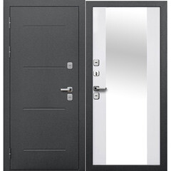 Изображение товара Дверь входная с терморазрывом Ferroni Isoterma левая антик серебро - эмалит белый с зеркалом 960х2050 мм