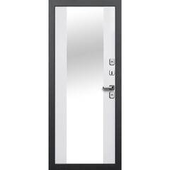 Дверь входная с терморазрывом Ferroni Isoterma правая антик серебро - эмалит белый с зеркалом 860х2050 мм - фото 4