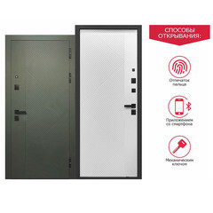 Изображение товара Дверь входная Ferroni Smart 1 правая сатин зеленый - эмалит белый 860х2050 мм с электронным замком