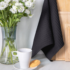 Полотенце вафельное кухонное Verossa 40х70 см темный базальт - фото 2