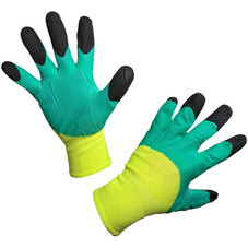 Перчатки нейлоновые с латексным обливом зеленые XL