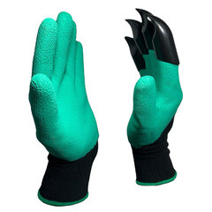 Перчатки нейлоновые с латексным обливом Садовые зеленые XL - фото 3