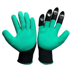 Перчатки нейлоновые с латексным обливом Садовые зеленые XL - фото 2