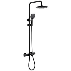 Душевая система Abber Thermostat с верхним душем с лейкой с изливом черная (AF8516B)