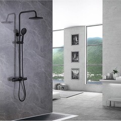 Душевая система Abber Thermostat с верхним душем с лейкой с изливом черная (AF8516B) - фото 3
