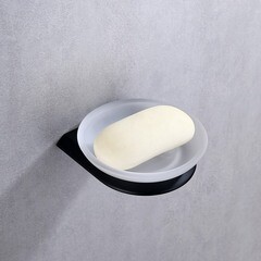 Мыльница для ванной Abber Nord с держателем стекло/металл черная (AA1558B) - фото 3