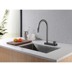 Смеситель для кухни Abber Kreis никель с высоким изливом с водопадом с вытяжной лейкой (AF8114NG) - фото 3