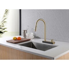 Смеситель для кухни Abber Kreis золото с высоким изливом с водопадом с вытяжной лейкой (AF8114G) - фото 3