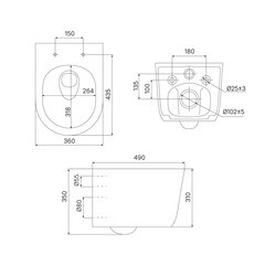 Унитаз подвесной Iddis Slide безободковый белый с сиденьем дюропласт микролифт смыв торнадо (SLIRDSEi25) - фото 3