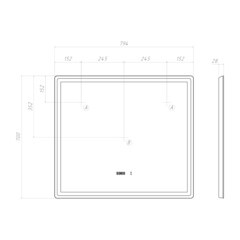 Зеркало с подсветкой прямоугольное 79,4х70 см бесконтактный сенсор Vigo Geometry Luxe (210) - фото 2