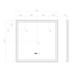 Зеркало с подсветкой квадратное 70х70 см бесконтактный сенсор Vigo Geometry Luxe (209) - фото 2