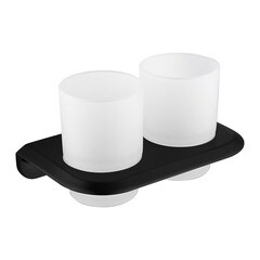 Стакан для ванной Abber Nord с держателем двойной стекло матовый/металл черный (AA1557B) - фото 1