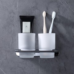 Стакан для ванной Abber Nord с держателем двойной стекло матовый/металл хром (AA1557) - фото 2