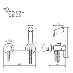 Смеситель с гигиеническим душем Corsa Deco черный (HF005B) - фото 9
