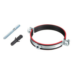 Хомут сантехнический 4" 108-114 мм оцинкованная сталь со шпилькой и дюбелем - фото 1