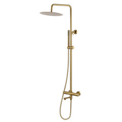 Душевая система Swedbe Select с верхним душем с лейкой с изливом золото (2790GO)