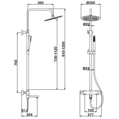Душевая система Swedbe Select с верхним душем с лейкой с изливом золото (2790GO) - фото 3