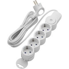 Изображение товара Удлинитель Düwi 4 розетки 3 м ПВС 3х0,75 кв.мм 10 А 2,2 кВт с кнопкой белый (32014 4)