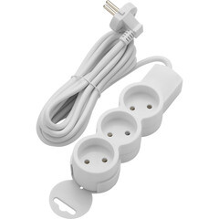 Изображение товара Удлинитель Düwi 3 розетки 3 м ПВС 2х0,75 кв.мм 10 А 2,2 кВт белый (32002 1)