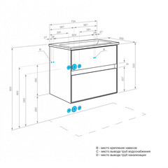 Тумба под раковину Aquaton Либерти 75 см подвесная дуб эльвезия (1A279501LYC70) - фото 2
