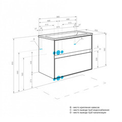 Тумба под раковину Aquaton Либерти 100 см подвесная дуб эльвезия (1A279601LYC70) - фото 2