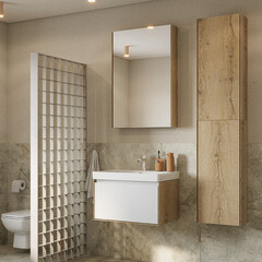 Тумба под раковину Aquaton Либерти 70 см подвесная дуб эльвезия/белый (1A279801LYC70) - фото 4