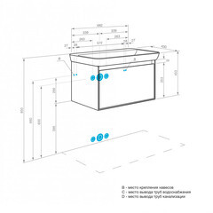 Тумба под раковину Aquaton Либерти 70 см подвесная дуб эльвезия/белый (1A279801LYC70) - фото 2