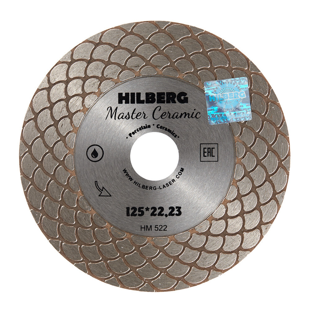 

Диск алмазный по керамограниту Hilberg Master Ceramic 125x22,2x1,6 мм турбо мокрый рез (HM522)