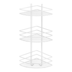 Изображение товара Полка для ванной Металаксон Drop угловая трехъярусная с крючками 200х200х585 мм металл белая (48991-3БМ)