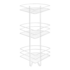 Полка для ванной Металаксон Drop угловая трехъярусная с крючками 200х200х585 мм металл белая (48991-3БМ) - фото 3