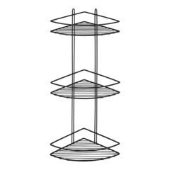 Изображение товара Полка для ванной Металаксон Drop угловая трехъярусная 200х200х630 мм металл черная (4893-3/ЧМПУО-3)