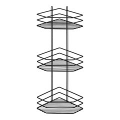 Изображение товара Полка для ванной Металаксон Drop угловая трехъярусная 200х200х660 мм металл черная (4895-3/ЧМПУТВ-3)