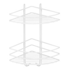 Полка для ванной Металаксон Drop угловая двухъярусная с крючками 200х200х385 мм металл белая (48991-2БМ) - фото 1