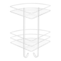 Полка для ванной Металаксон Drop угловая двухъярусная с крючками 200х200х385 мм металл белая (48991-2БМ) - фото 3