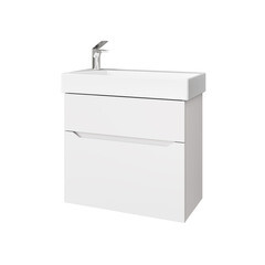 Комплект тумба с раковиной Raval Brik 65 см подвесная белая (Brk.01.65/P/W/RL) - фото 1