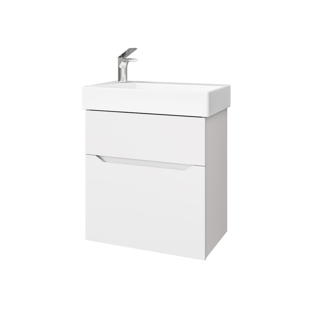 

Комплект тумба с раковиной Raval Brik 55 см подвесная белая (Brk.01.55/P/W/RL)
