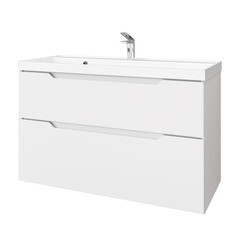 Комплект тумба с раковиной Raval Wector 100 см подвесная белая (Wct.01.100/P/W/MD) - фото 1