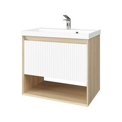 Изображение товара Комплект тумба с раковиной Jorno Tossony 70 см подвесная сонома светлая/белая (Toss.01.70/P/SS-W/JR)